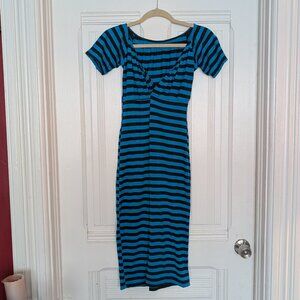 Switchblade Stiletto Sophia Blue and Black Striped Dress Size S/M